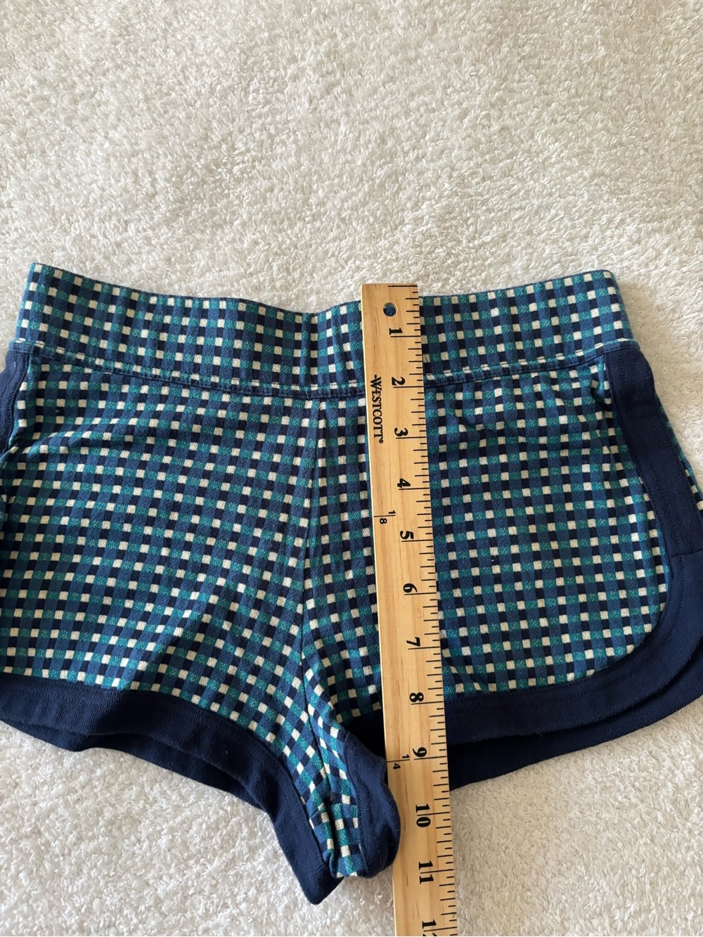 Marc By Marc Jacobs Navy and Teal Gingham Athletic Shorts - Picture 3 of 8